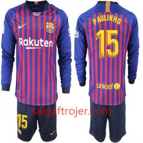 FC Barcelona Fodboldtrøjer Paulinho 15 Børn Hjemmebanesæt 2018/19 Langærmet